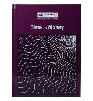 Книга канцелярська TIME IS MONEY, А4, 96 арк., клітинка, офсет, тверда ламінована обкладинка, фіолетова