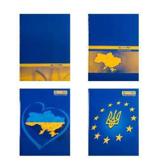 Книга канцелярська UKRAINE, А4, 192 арк., клітинка, офсет, тверда ламінована обкладинка, асорті